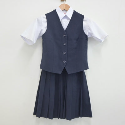 【中古】千葉県 八千代高等学校 女子制服 3点（ベスト・シャツ・スカート）sf022546