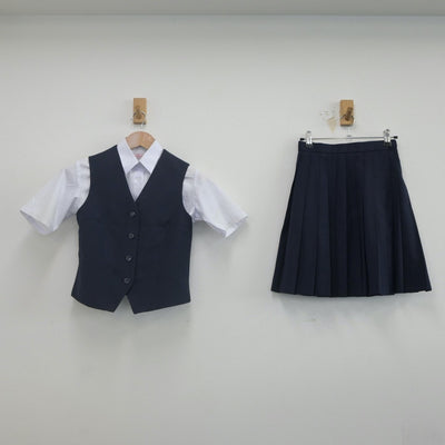 【中古】千葉県 八千代高等学校 女子制服 3点（ベスト・シャツ・スカート）sf022546