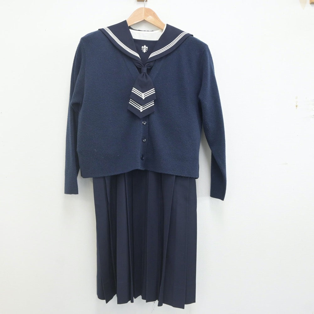 【中古】宮城県 仙台白百合学園中学校・高等学校 女子制服 4点（セーラー服・ニット・スカート）sf022552