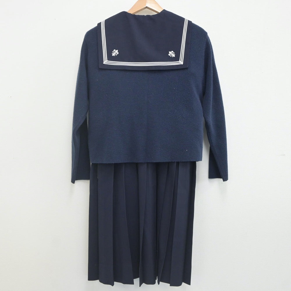 【中古】宮城県 仙台白百合学園中学校・高等学校 女子制服 4点（セーラー服・ニット・スカート）sf022552