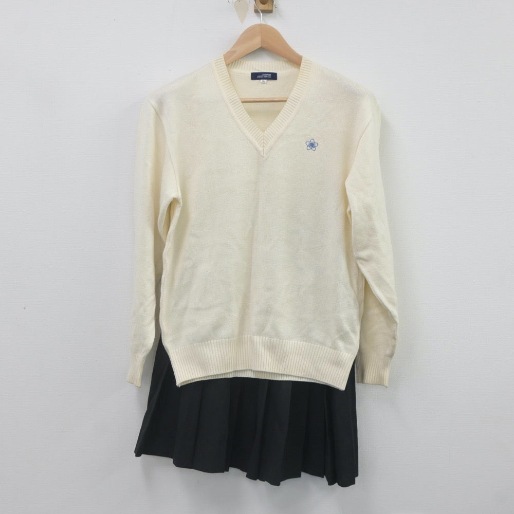 【中古】千葉県 成東高等学校 女子制服 3点（ニット・スカート）sf022565