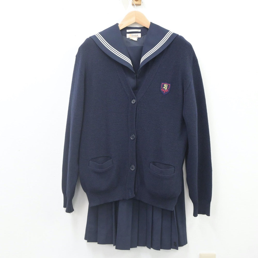 【中古】愛知県 碧南高等学校 女子制服 3点（セーラー服・ニット・スカート）sf022577