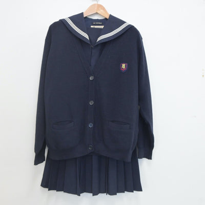 【中古】愛知県 碧南高等学校 女子制服 3点（セーラー服・ニット・スカート）sf022590