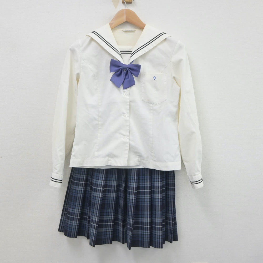 【中古】岡山県 倉敷翠松高等学校 女子制服 4点（ニット・セーラー服・スカート）sf022621