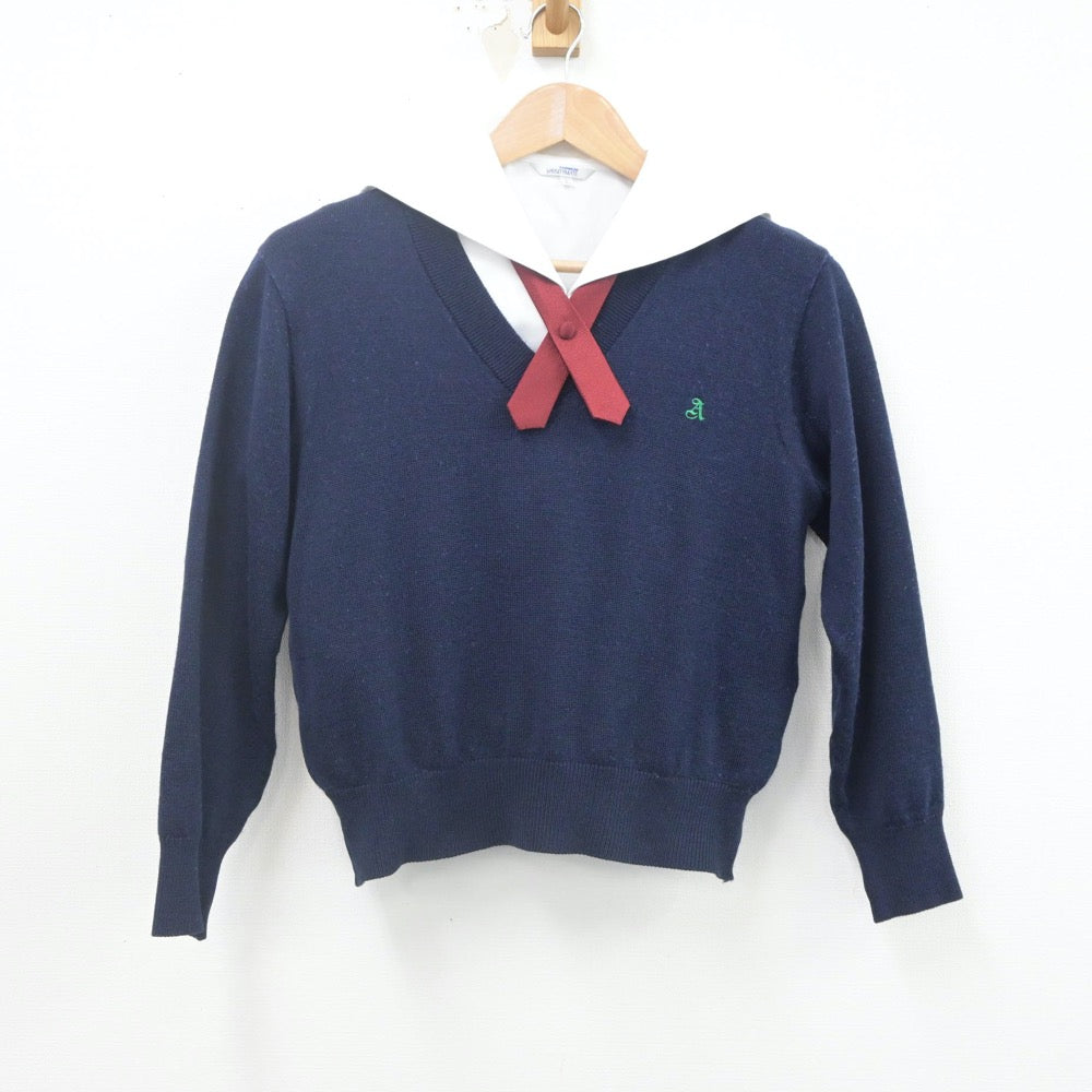 【中古】秋田県 勝平中学校 女子制服 3点（ニット・セーラー服）sf022627