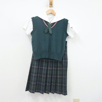 【中古】秋田県 勝平中学校 女子制服 4点（ニットベスト・セーラー服・スカート）sf022628