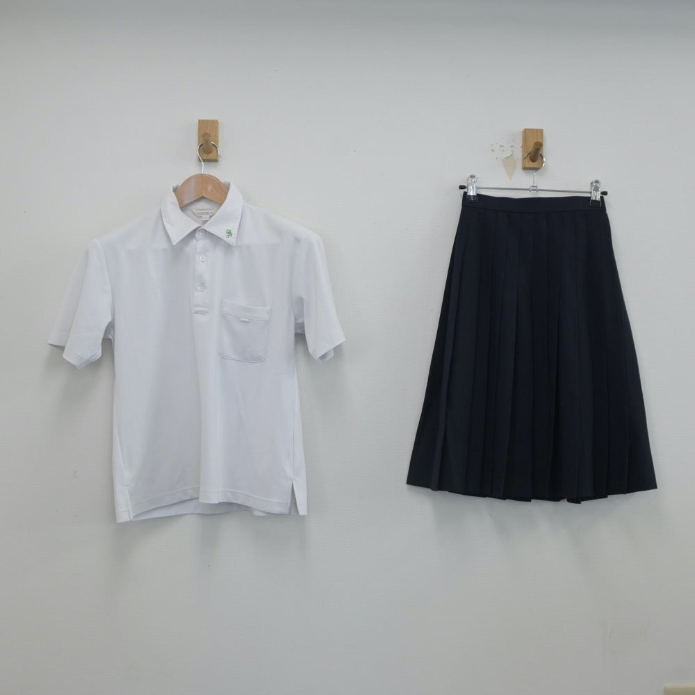 【中古】兵庫県 笹原中学校 女子制服 2点（シャツ・スカート）sf022686