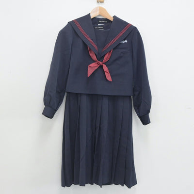 【中古】千葉県 八千代台西中学校 女子制服 3点（セーラー服・ジャンパースカート）sf022694