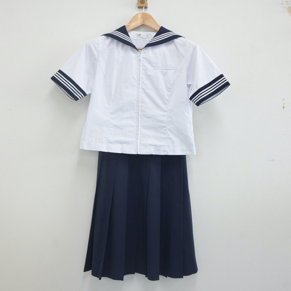 【中古】神奈川県 相模女子大学中学部 女子制服 3点（セーラー服・セーラー服・スカート）sf022696