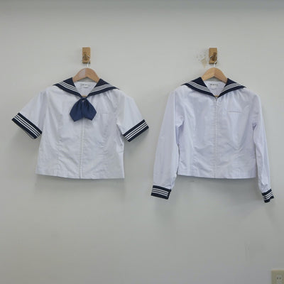 【中古】神奈川県 相模女子大学中学部 女子制服 3点（セーラー服・スカート）sf022697