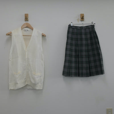 【中古】神奈川県 神奈川工業高等学校 女子制服 2点（ニットベスト・スカート）sf022721