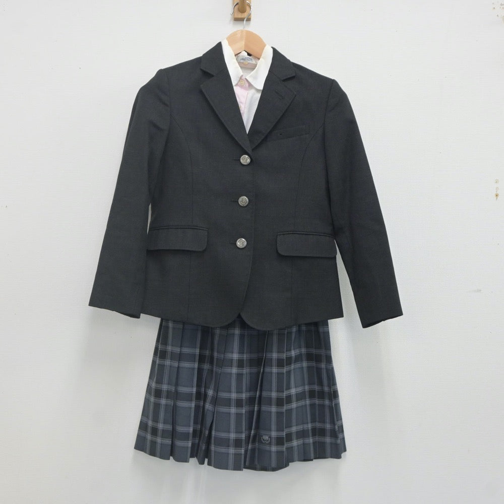 【中古】秋田県 明桜高等学校 女子制服 4点（ブレザー・ニット・シャツ・スカート）sf022723