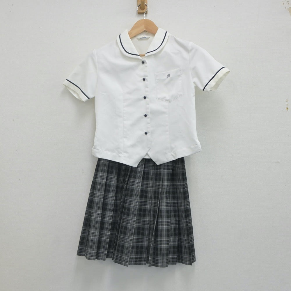 【中古】秋田県 明桜高等学校 女子制服 2点（シャツ・スカート）sf022724