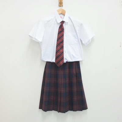 【中古】秋田県 城南中学校 女子制服 3点（シャツ・スカート）sf022728