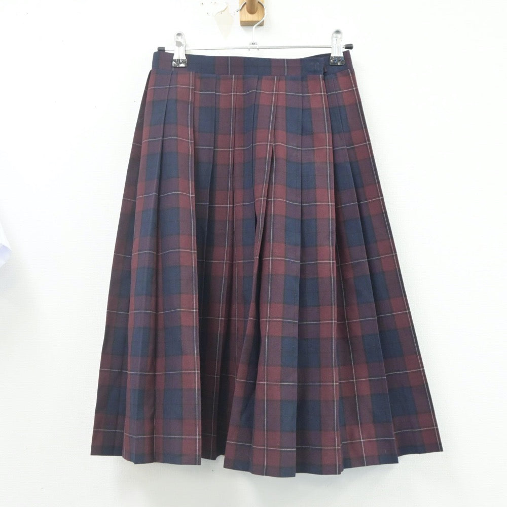 【中古】秋田県 城南中学校 女子制服 4点（ニットベスト・シャツ・スカート）sf022729