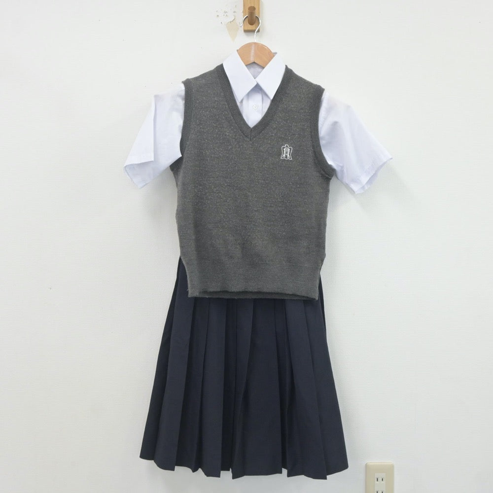 【中古】東京都 足立第十一中学校 女子制服 3点（シャツ・ニットベスト・スカート）sf022761