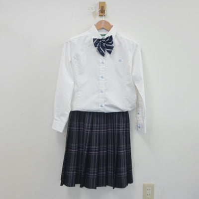 【中古】岡山県 岡山龍谷高等学校 女子制服 3点（シャツ・スカート）sf022766