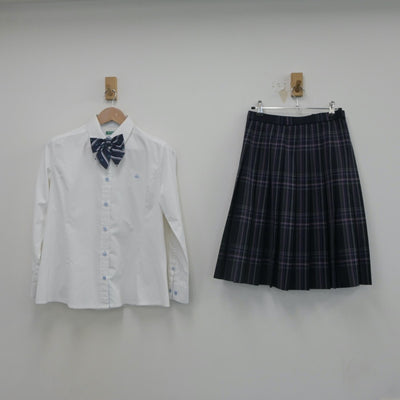 【中古】岡山県 岡山龍谷高等学校 女子制服 3点（シャツ・スカート）sf022766