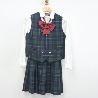 【中古】大阪府 金光大阪高等学校 女子制服 6点（ブレザー・ベスト・シャツ・スカート）sf022784