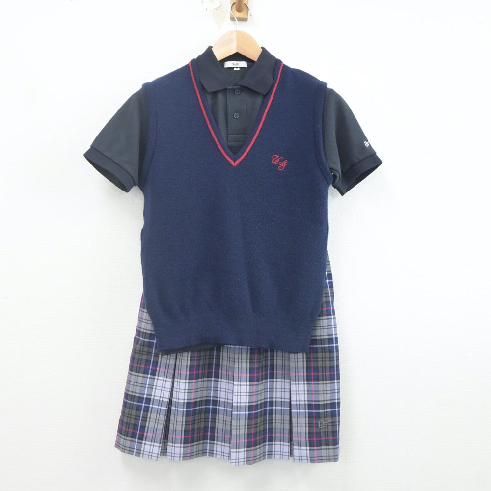 【中古】埼玉県 浦和学院高等学校 女子制服 4点（ニットベスト・シャツ・シャツ・スカート）sf022796