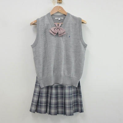 【中古】東京都 白梅学園高等学校 女子制服 3点（ニットベスト・スカート）sf022805