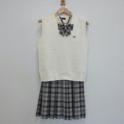 【中古】埼玉県 川越南高等学校 女子制服 4点（ニットベスト・スカート）sf022826