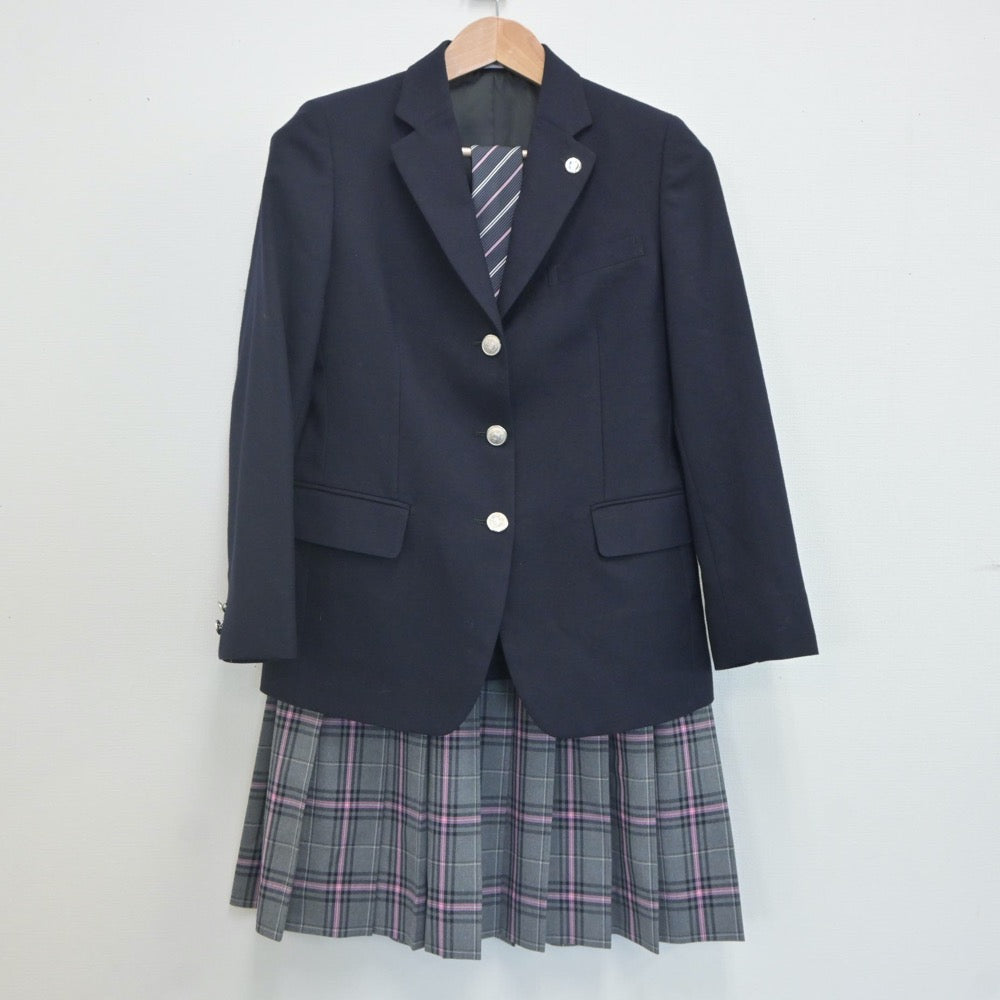 【中古】広島県 クラーク記念国際高等学校 女子制服 3点（ブレザー・スカート）sf022833