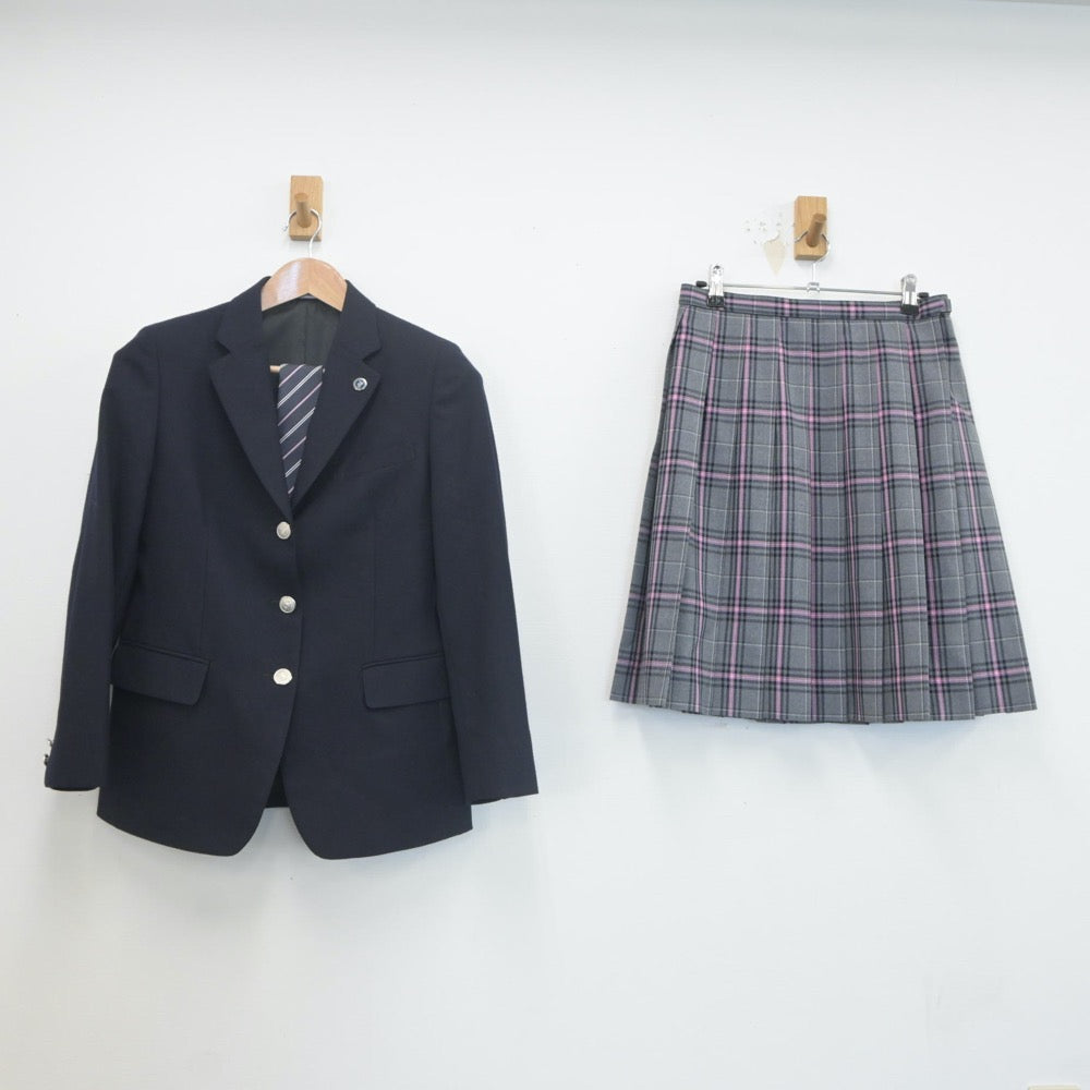 【中古】広島県 クラーク記念国際高等学校 女子制服 3点（ブレザー・スカート）sf022833