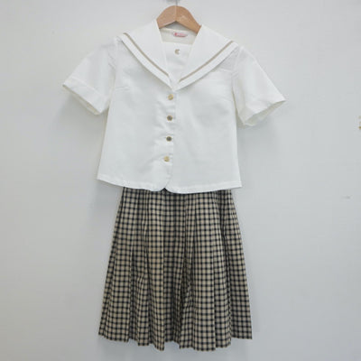 【中古】岡山県 津山商業高等学校 女子制服 2点（セーラー服・スカート）sf022846