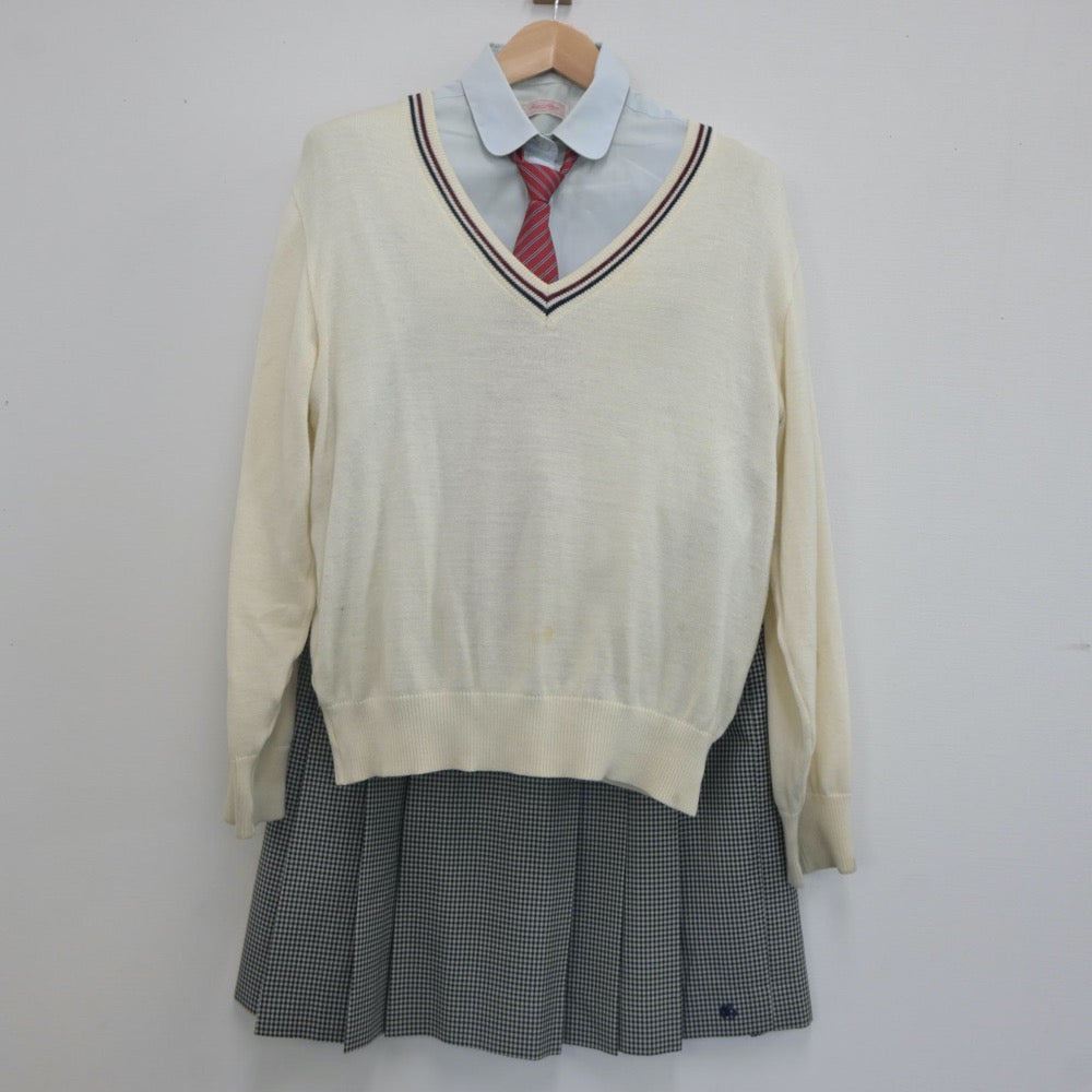 【中古】岐阜県 郡上高等学校 女子制服 5点（ブレザー・シャツ・ニット・スカート）sf022848