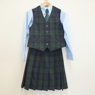 【中古】静岡県 知徳高等学校 女子制服 5点（ベスト・シャツ・スカート）sf022853