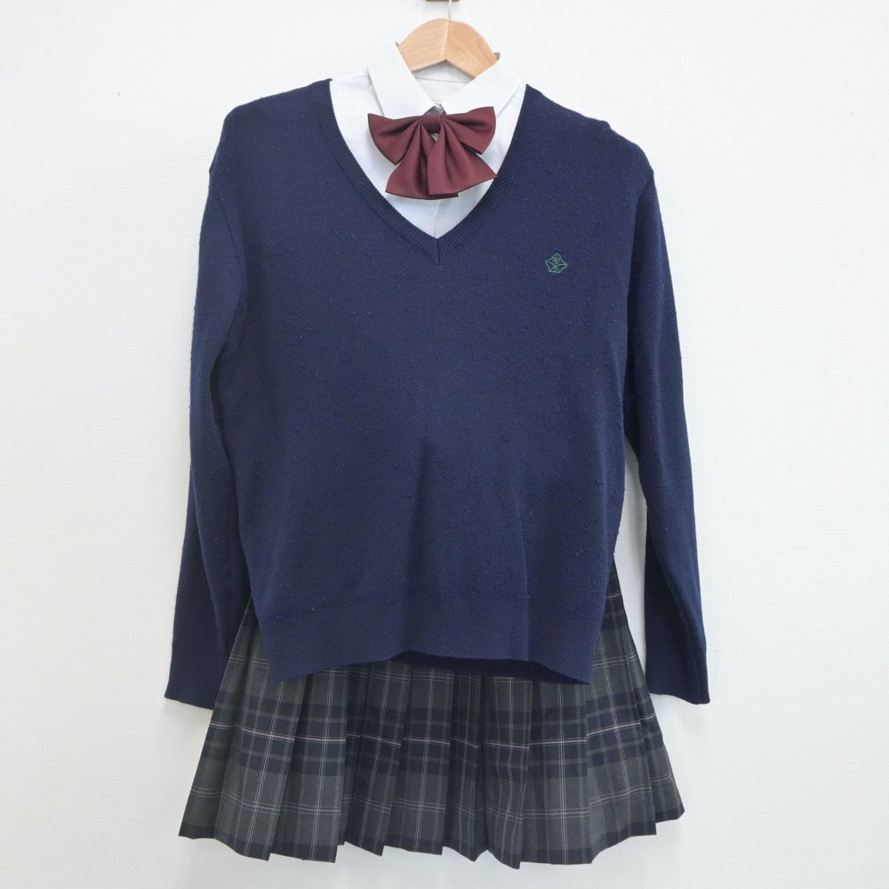 【中古】大阪府 箕面自由学園高等学校 女子制服 5点（ブレザー・ニット・シャツ・スカート）sf022864