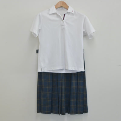 【中古】山梨県 韮崎高等学校 女子制服 4点（シャツ・シャツ・ベスト・スカート）sf022884