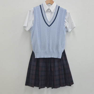 【中古】北海道 北海道旭川西高等学校 女子制服 3点（シャツ・ニットベスト・スカート）sf022886