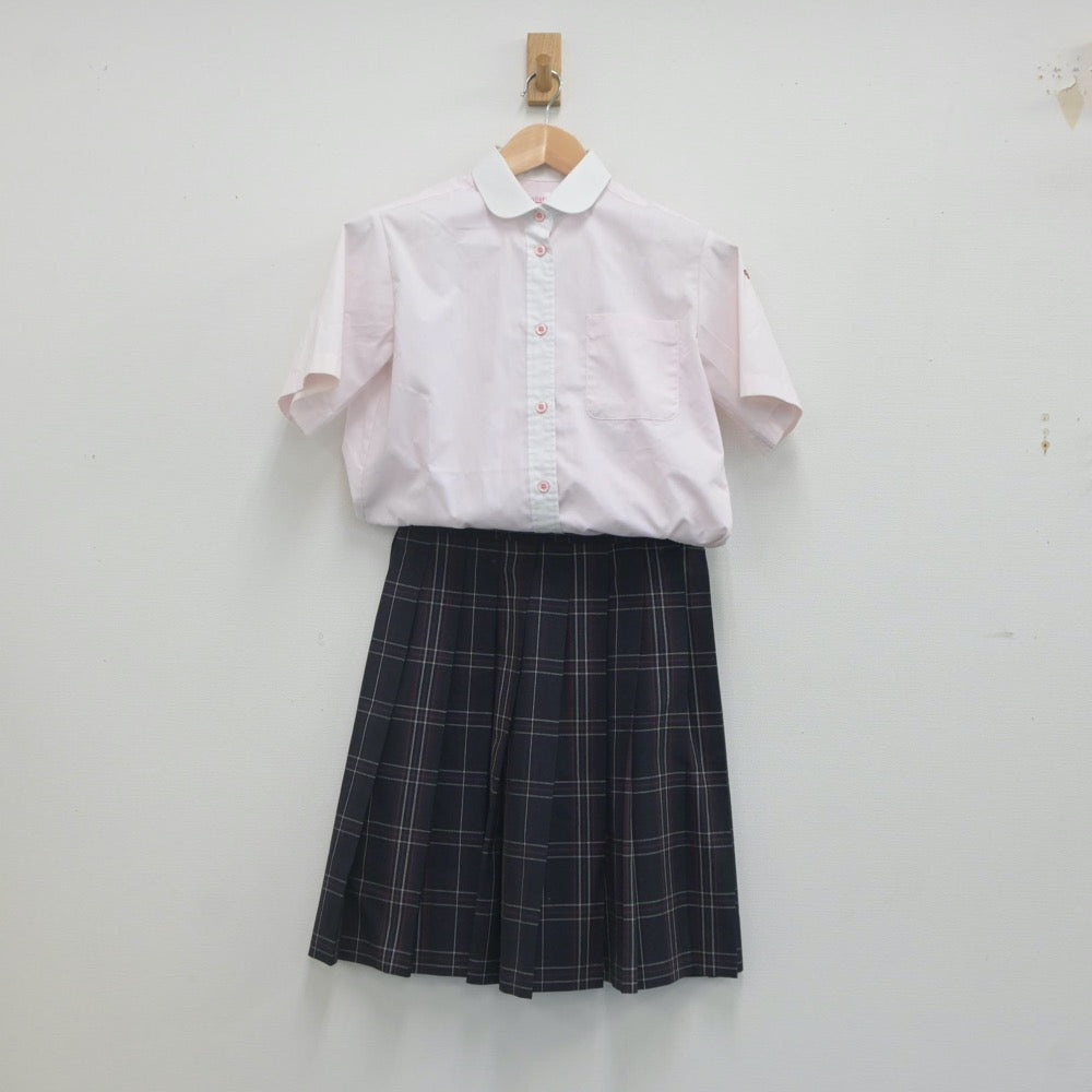 【中古】福岡県 西日本短期大学附属高等学校 女子制服 3点（シャツ・ニットベスト・スカート）sf022894