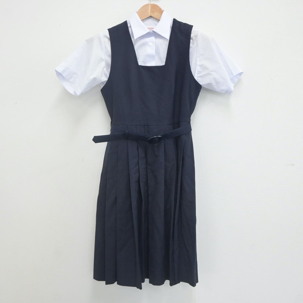 【中古】東京都 金町中学校 女子制服 3点（シャツ・ジャンパースカート）sf022925