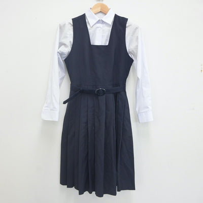 【中古】東京都 金町中学校 女子制服 3点（シャツ・ジャンパースカート）sf022925