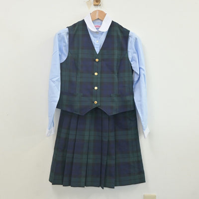 【中古】北海道 とわの森三愛高等学校 女子制服 4点（ブレザー・ベスト・シャツ・スカート）sf022945