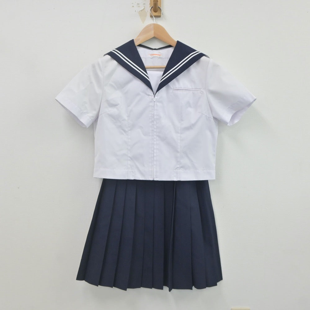 【中古】千葉県 稲毛中学校 女子制服 2点（セーラー服・スカート）sf022966