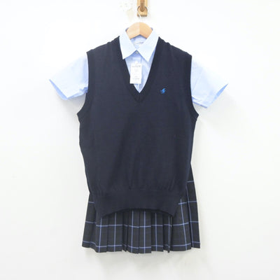 【中古】茨城県 葵陵高等学校 女子制服 4点（ニットベスト・シャツ・シャツ・スカート）sf022977