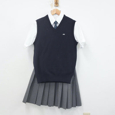 【中古】群馬県 前橋工業高等学校 女子制服 4点（ニットベスト・シャツ・スカート）sf022996