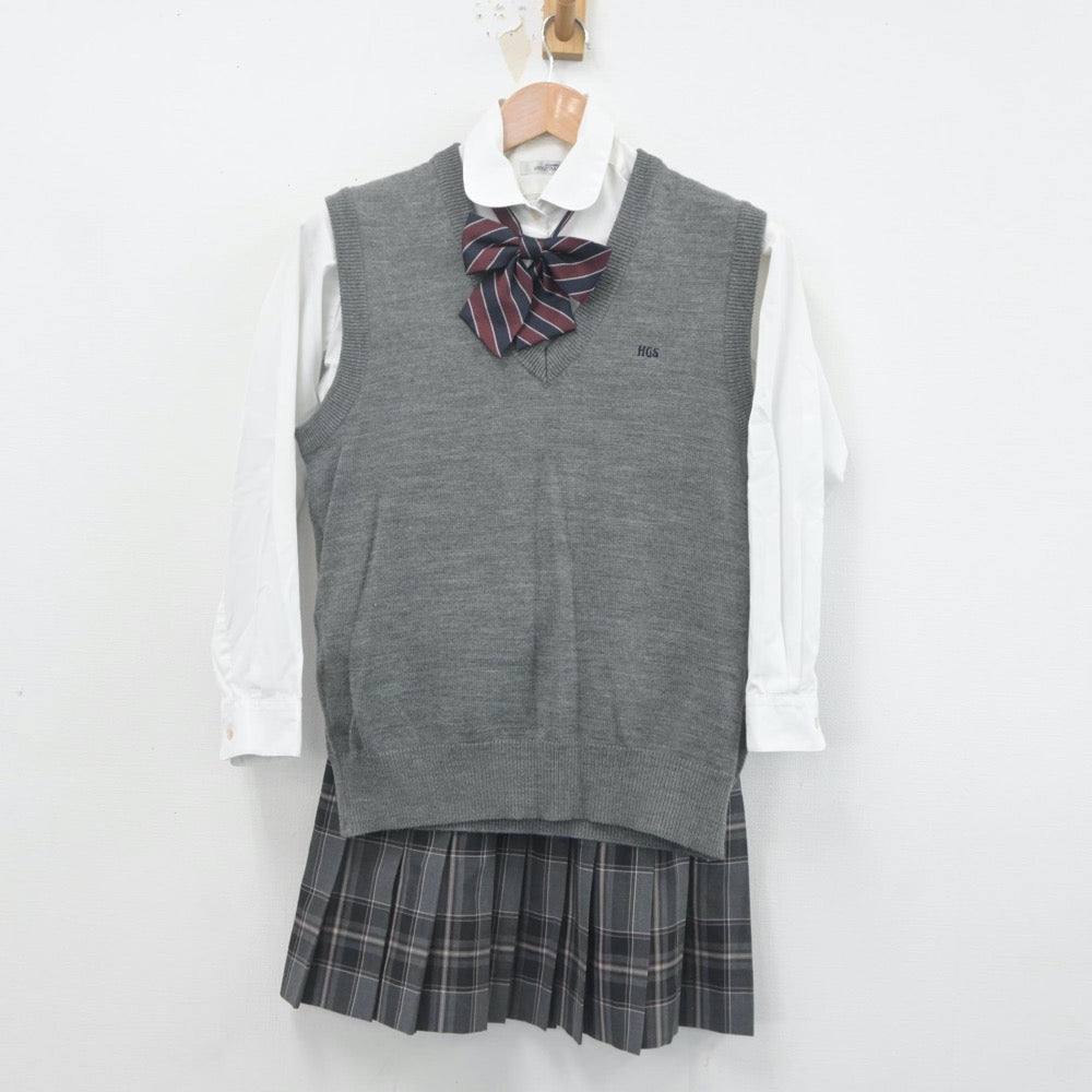 【中古】北海道 北海学園札幌高等学校 女子制服 4点（ニットベスト・シャツ・スカート）sf023009