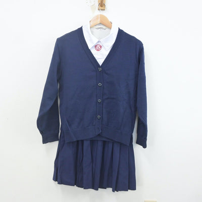 【中古】奈良県 育英西中学校 女子制服 4点（ブレザー・ニット・シャツ・スカート）sf023022