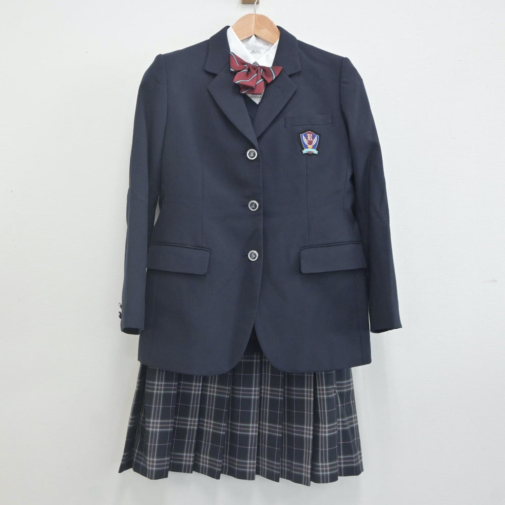 【中古】千葉県 麗澤中学校 女子制服 5点（ブレザー・ニット・シャツ・スカート）sf023030