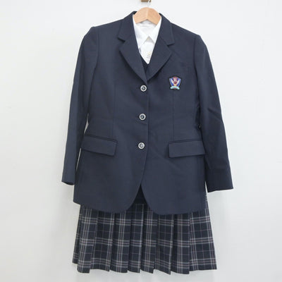 【中古】千葉県 麗澤中学校 女子制服 4点（ブレザー・ニット・シャツ・スカート）sf023031