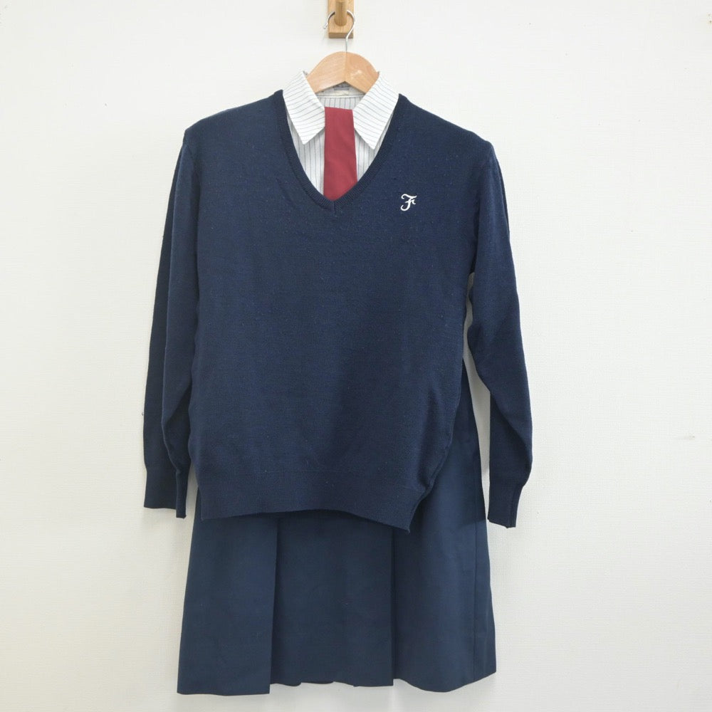 【中古】熊本県 熊本学園大学付属高等学校 女子制服 6点（ブレザー・ニット・シャツ・スカート）sf023035