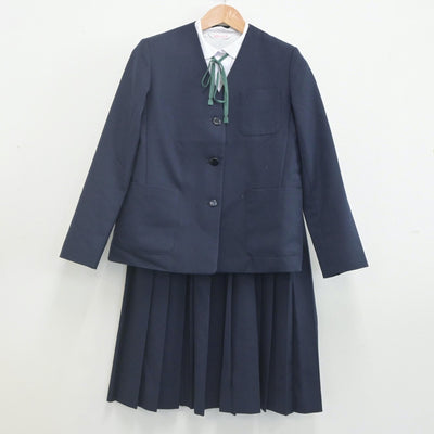 【中古】千葉県 習志野第二中学校 女子制服 5点（ブレザー・ベスト・シャツ・スカート）sf023037