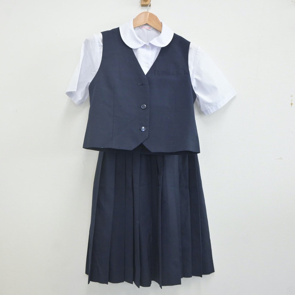 【中古】千葉県 習志野第二中学校 女子制服 3点（ベスト・シャツ・スカート）sf023038