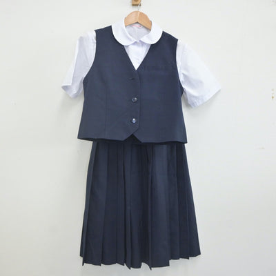 【中古】千葉県 習志野第二中学校 女子制服 3点（ベスト・シャツ・スカート）sf023038