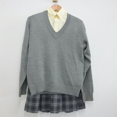 【中古】東京都 武蔵野中学高等学校 女子制服 4点（ニット・シャツ・スカート）sf023041